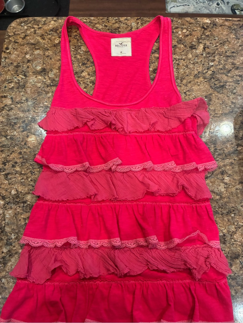 Hollister Hot Pink Ruffle Racerback Tank Top - Picture 2 of 3